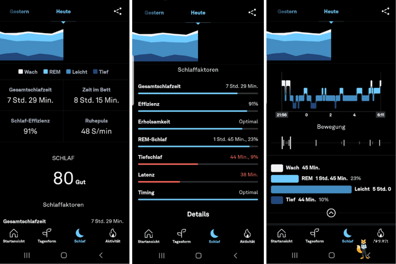 Die gesammelten Schlafdaten in der Oura-App